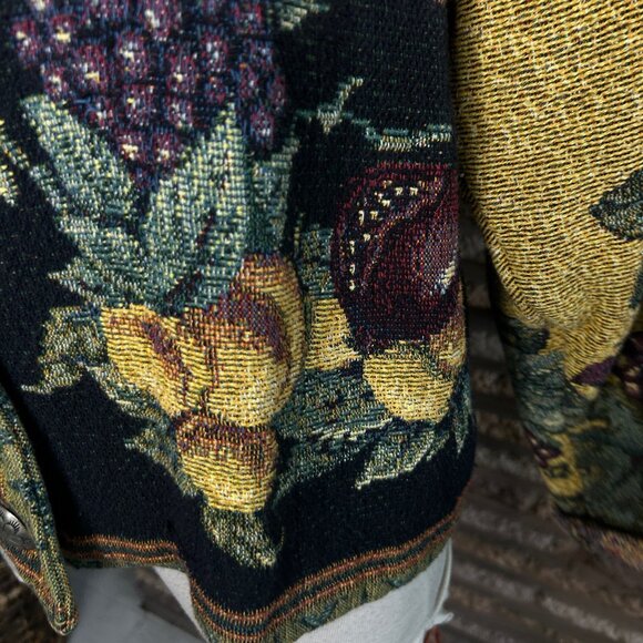 Painted Pony Fruit Harvest Tapestry Jacket 100% Cotton Notch Collar USA Made OS - Picture 9 of 13